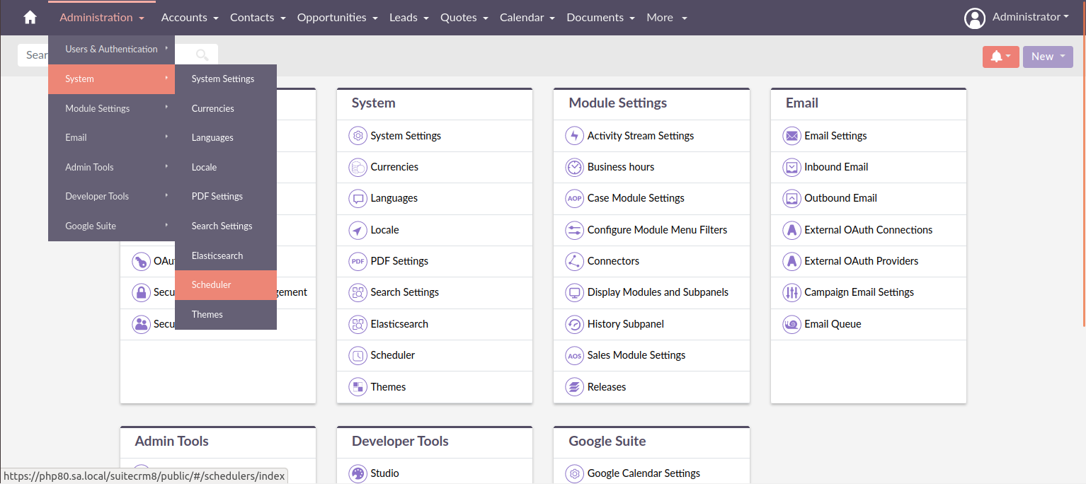 Admin Panel Scheduler