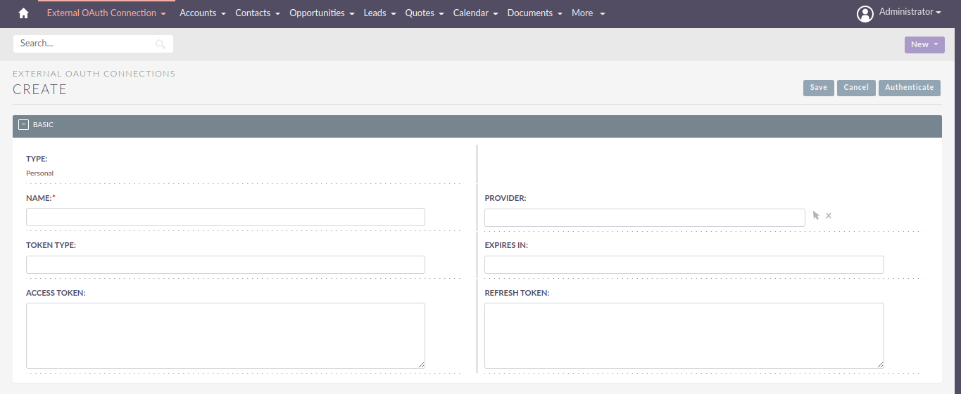 Inbound OAuth Configuration