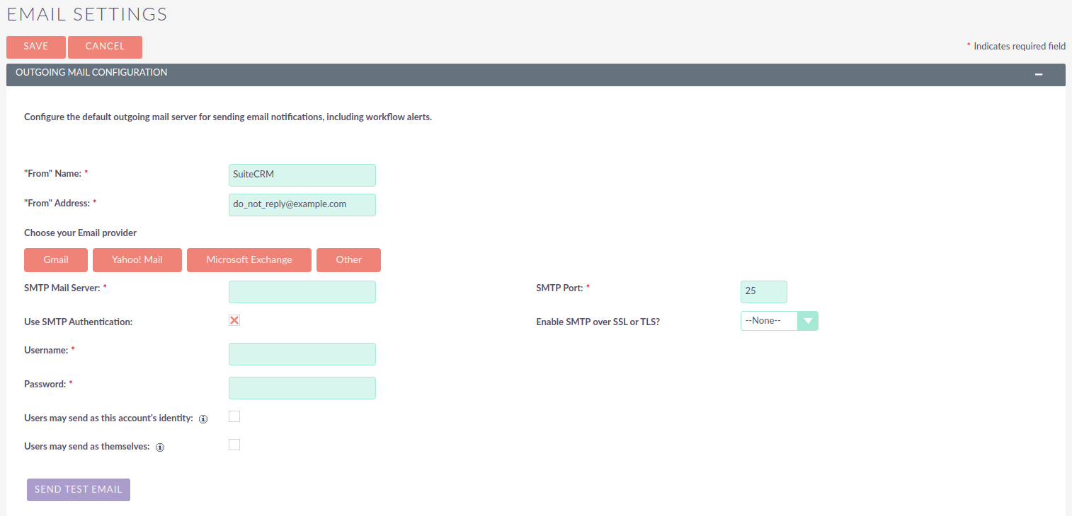 Outgoing Mail Configuration