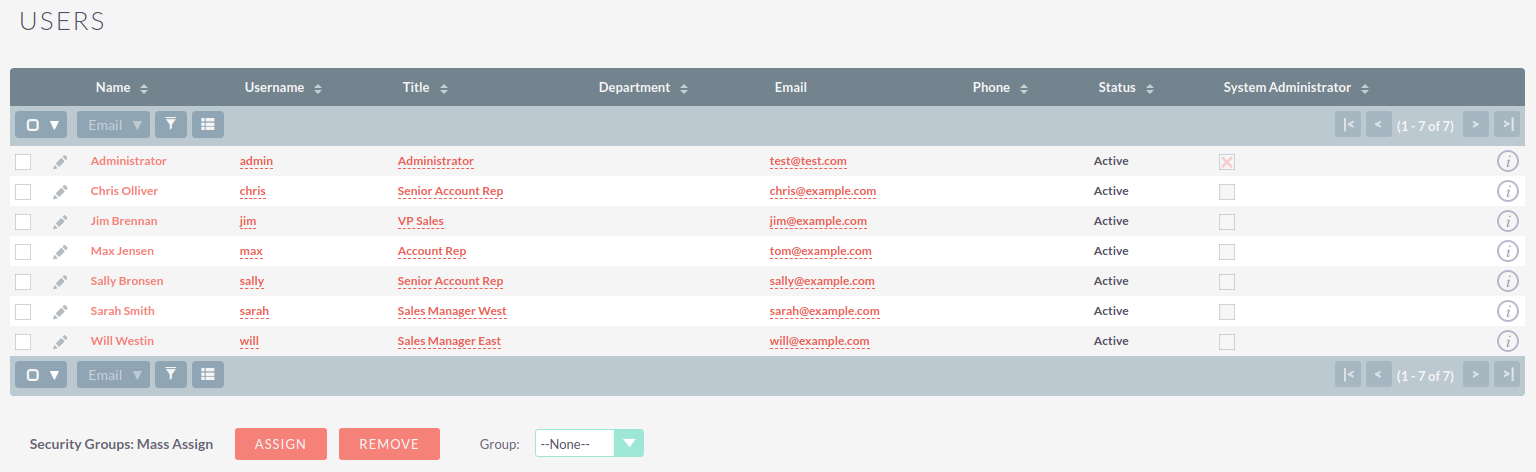 User Management - List View