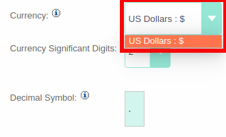 180Currency selection