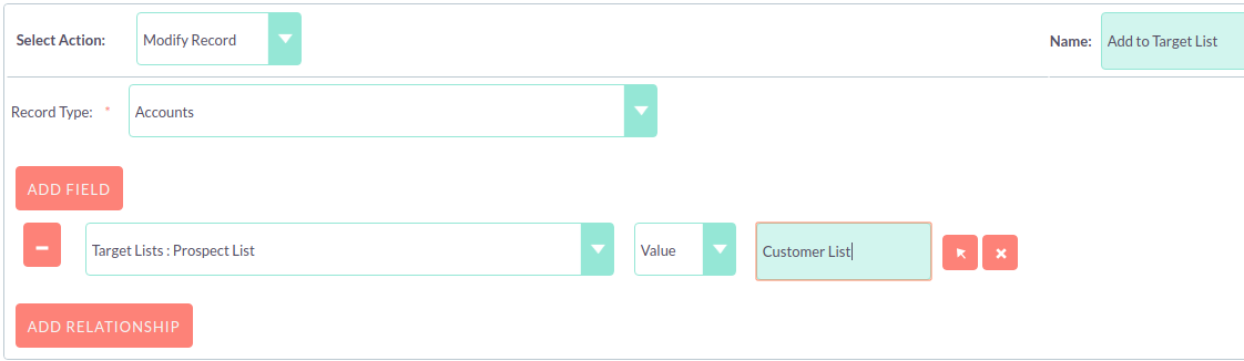 218Add to target list actions