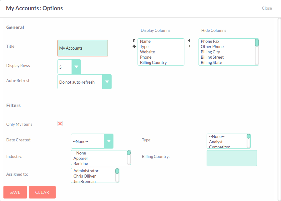 28Configure dashlet