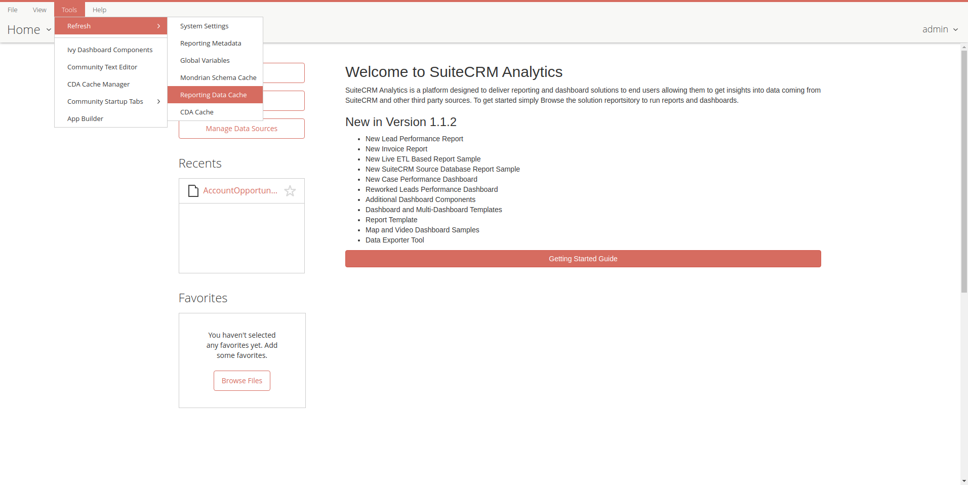 Обновление кеша отчётов в SuiteCRM Analytics
